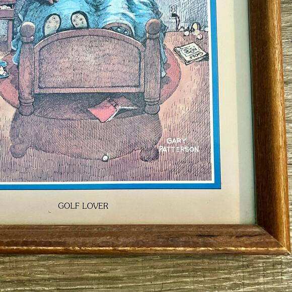 Vintage Gary Patterson Print “Golf Lover” Frame Picture 8x10 1980 - Picture 2 of 4